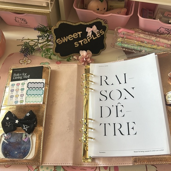 Inhale Exhale Agenda 52 Rose Gold Planner Binder with Planner stickers - Picture 3 of 11